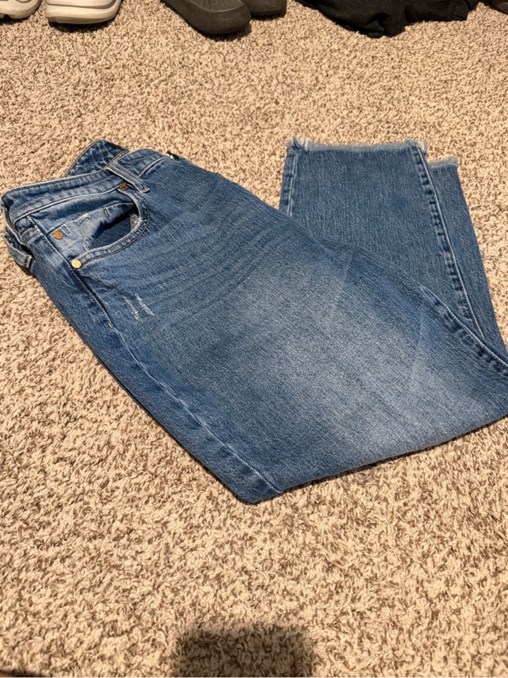 Liverpool Jeans Company Blue Straight-Leg raw hem Jeans
